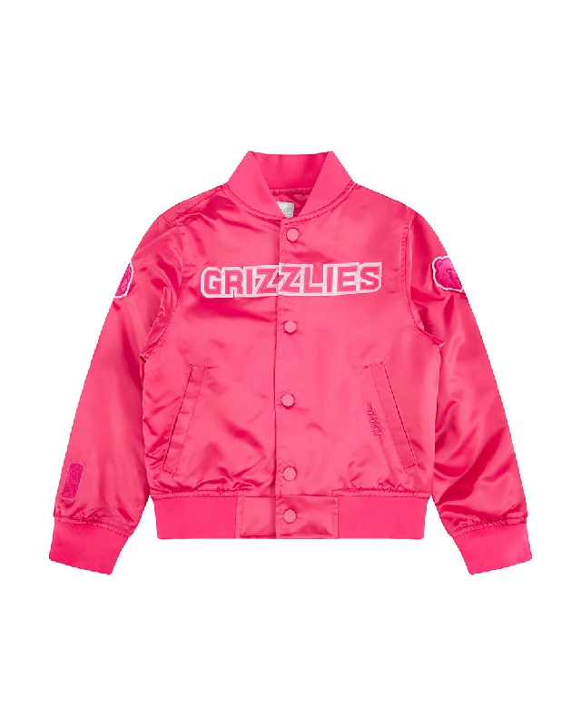 NBA MEMPHIS GRIZZLIES TRIPLE PINK LITTLE GIRLS  SATIN JACKET (BEETROOT PURPLE)