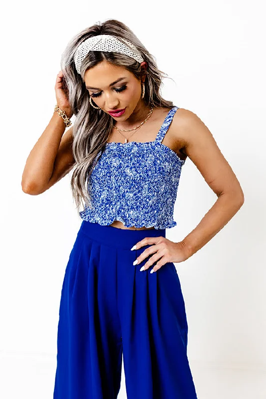 Sparkler Season Smocked Top In Blue