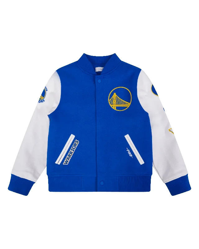 NBA GOLDEN STATE WARRIORS CLASSIC BIG BOYS WOOL VARSITY JACKET (ROYAL BLUE/WHITE)