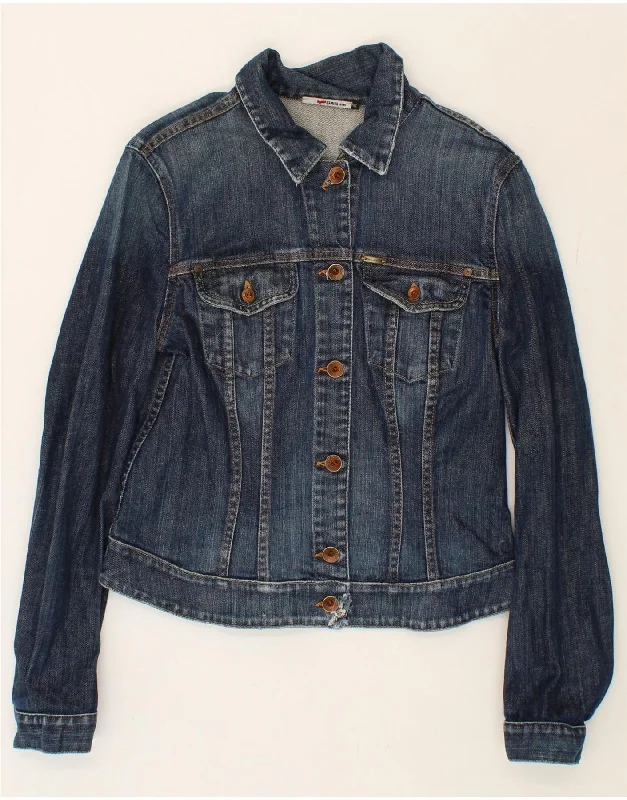 GAS Womens Denim Jacket UK 18 XL Navy Blue Cotton