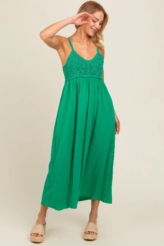 Jade V-Neck Crochet Top Midi Dress