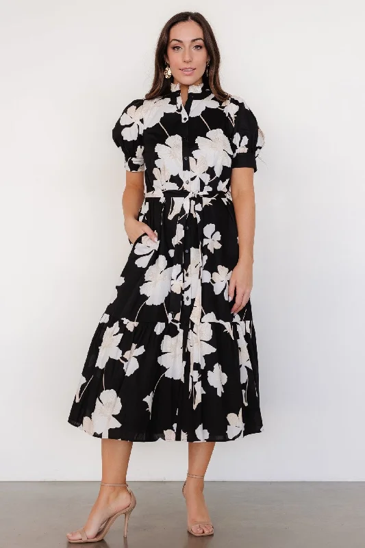 Loewe Button Dress | Black + Off White Floral