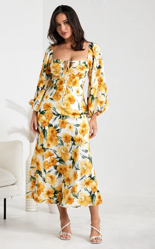 Becca Maxi Dress - Yellow Floral