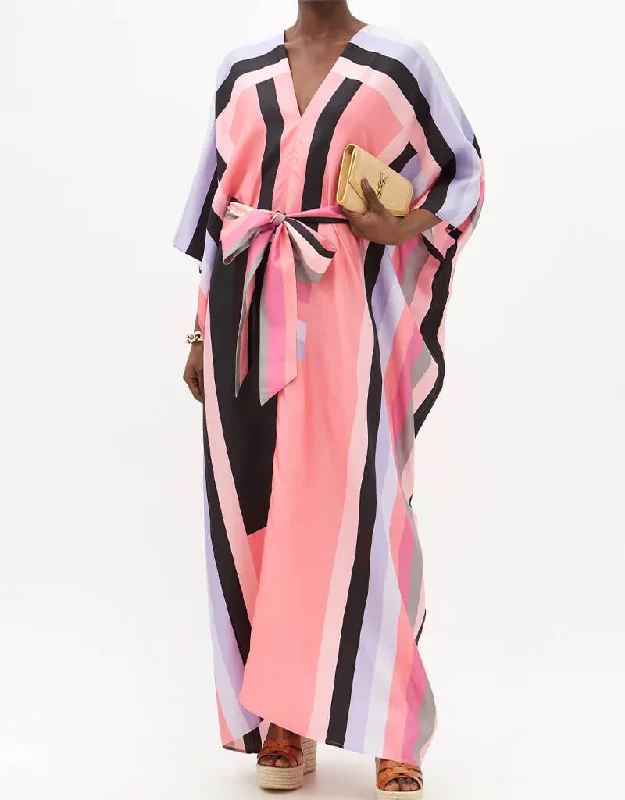 Pink Silk Crepe Kaftan