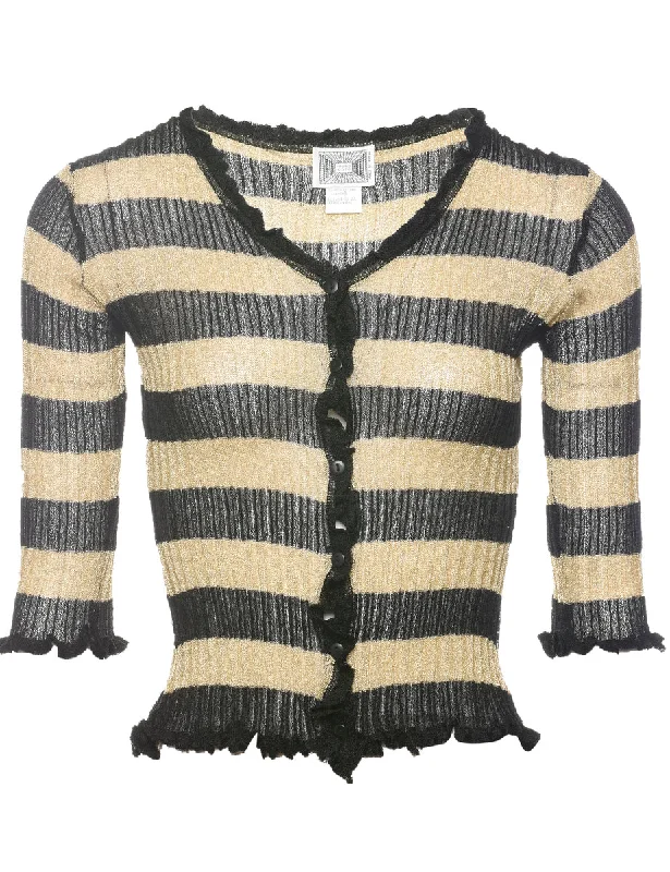 Striped Pattern Cardigan - XS