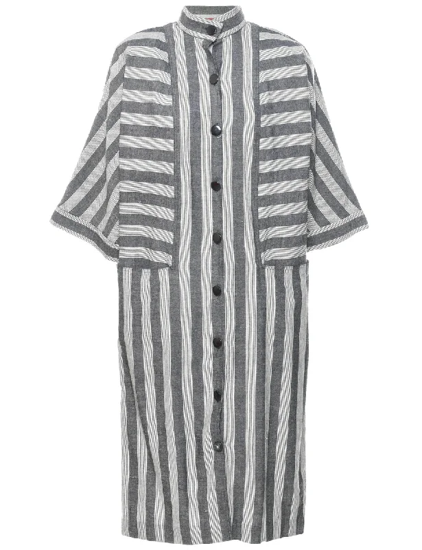 Striped Pattern Dress - L