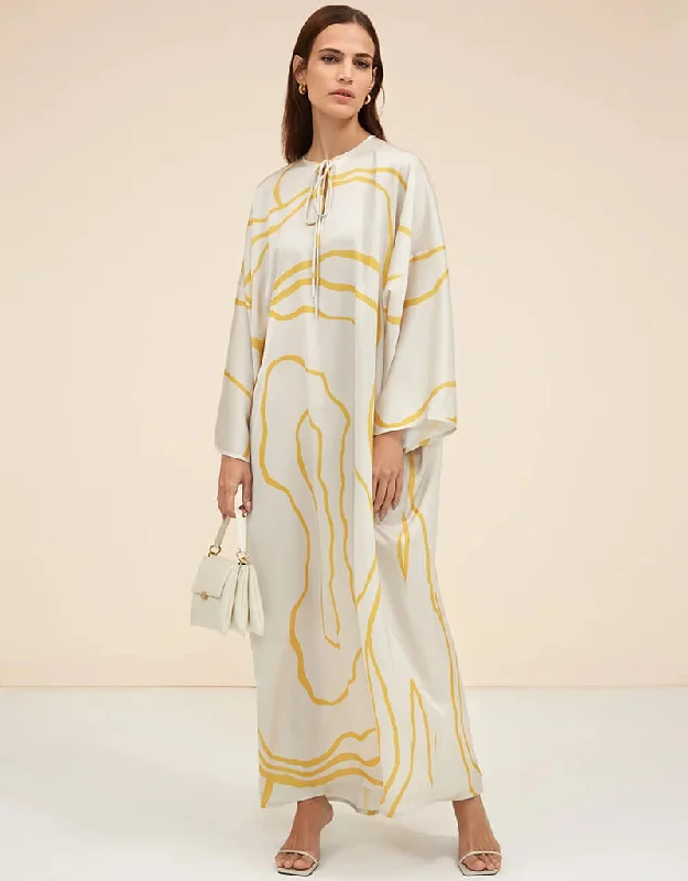 Yellow Latest Printed Maxi Dress