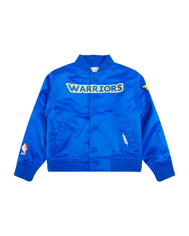 NBA GOLDEN STATE WARRIORS CLASSIC TODDLER BOYS SATIN JACKET (ROYAL BLUE)