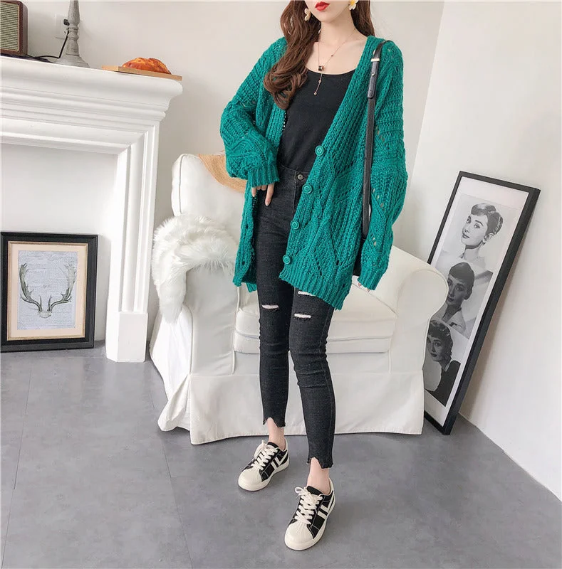 Korean loose hollow out sweater coat 4909