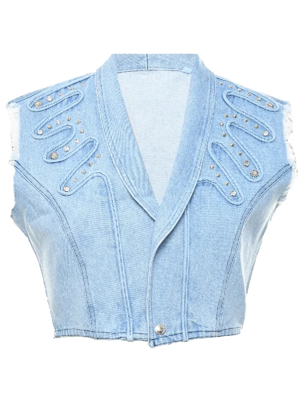 Studded Denim Jacket Vest - M