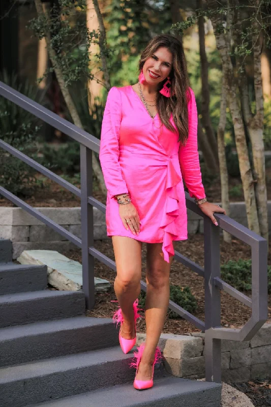 Summer Pink Wrap Dress