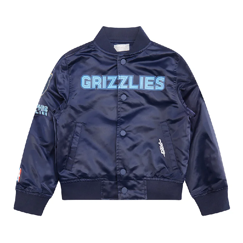 NBA MEMPHIS GRIZZLIES CLASSIC LITTLE BOYS SATIN JACKET (MIDNIGHT NAVY)